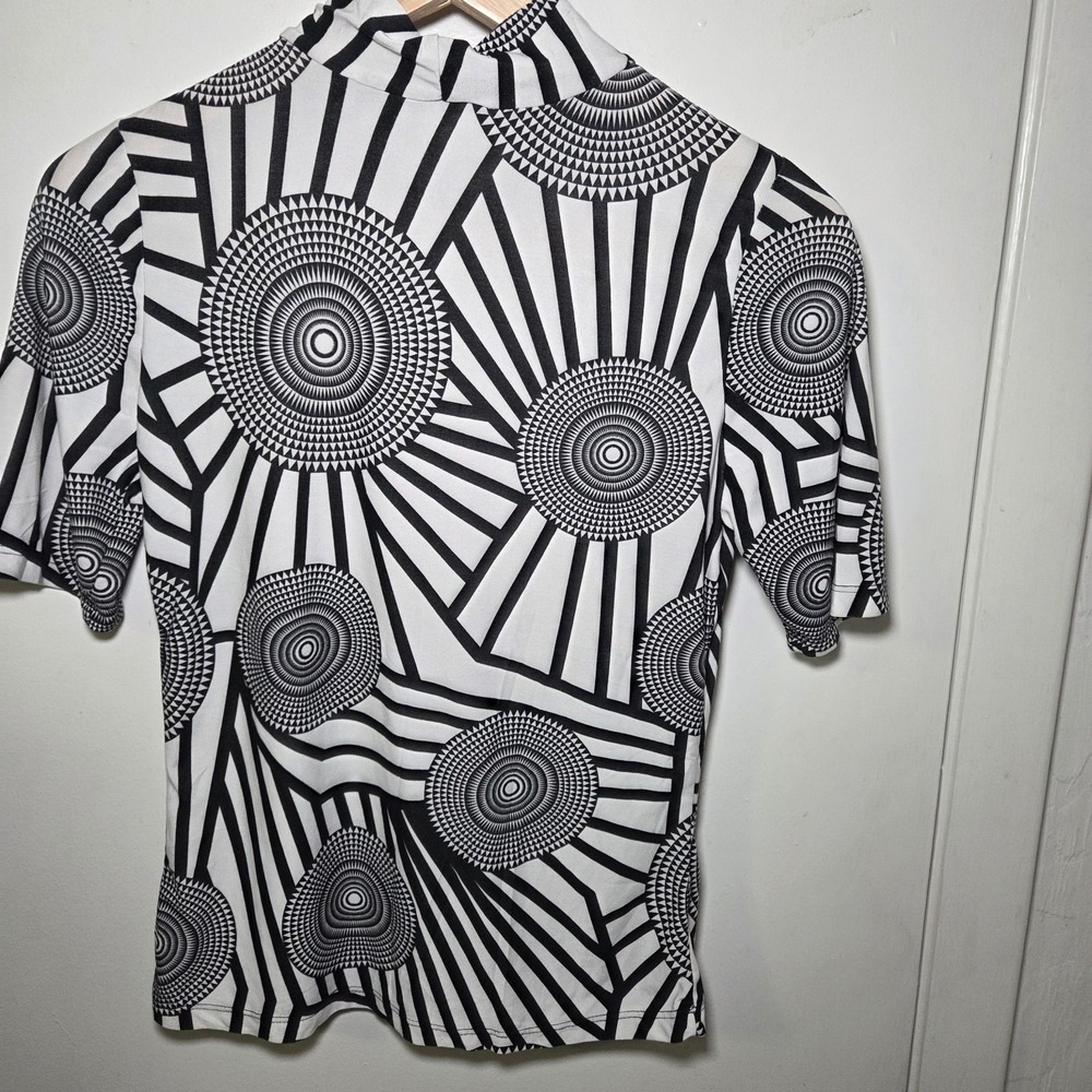 Optical Illusion Geometric Mock Neck Top Size Medium Y2K Avant-Garde Artsy - Picture 5 of 5